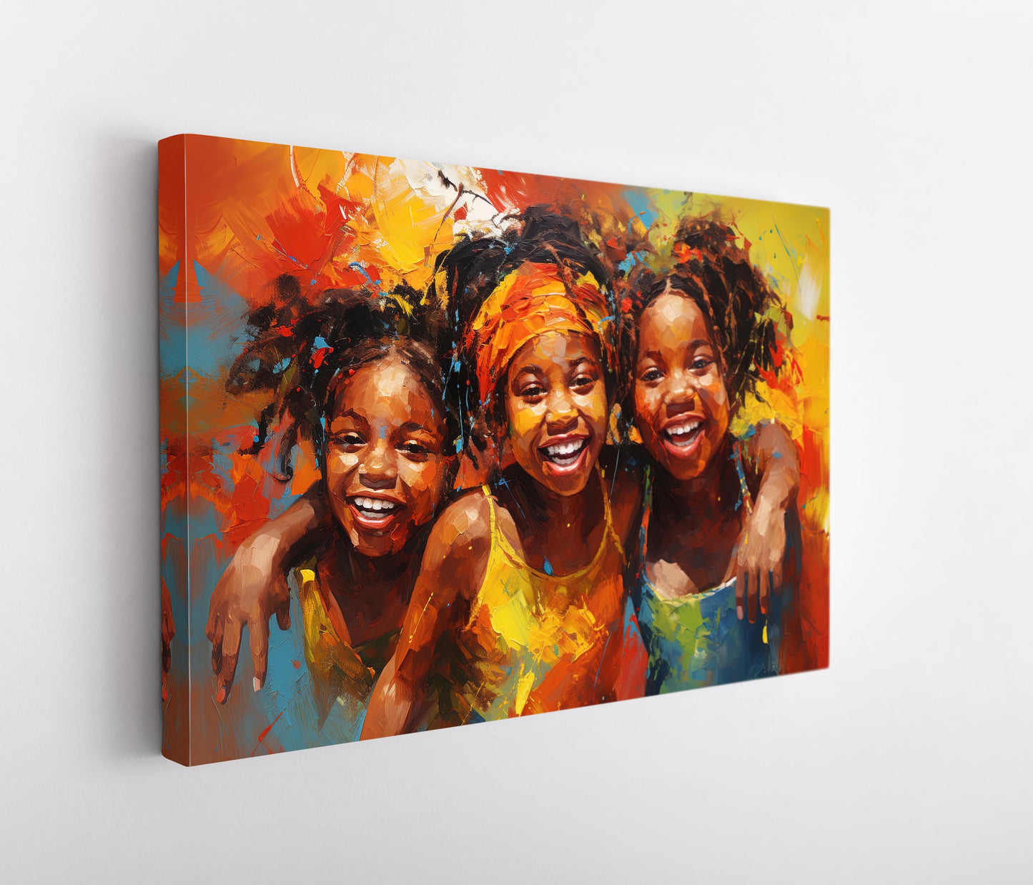 African Sisters , Black Sisterhood art deco canvas wall art, ready to hang