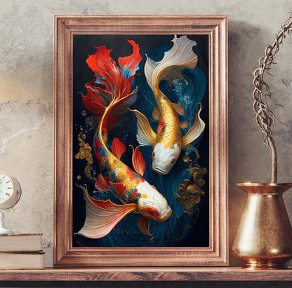 Koi Fish canvas wall art, gallery-wrapped or framed