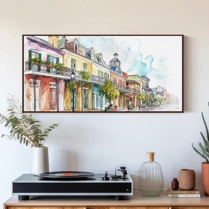 French Quarter Canvas Print, New Orleans Watercolor Wall Art