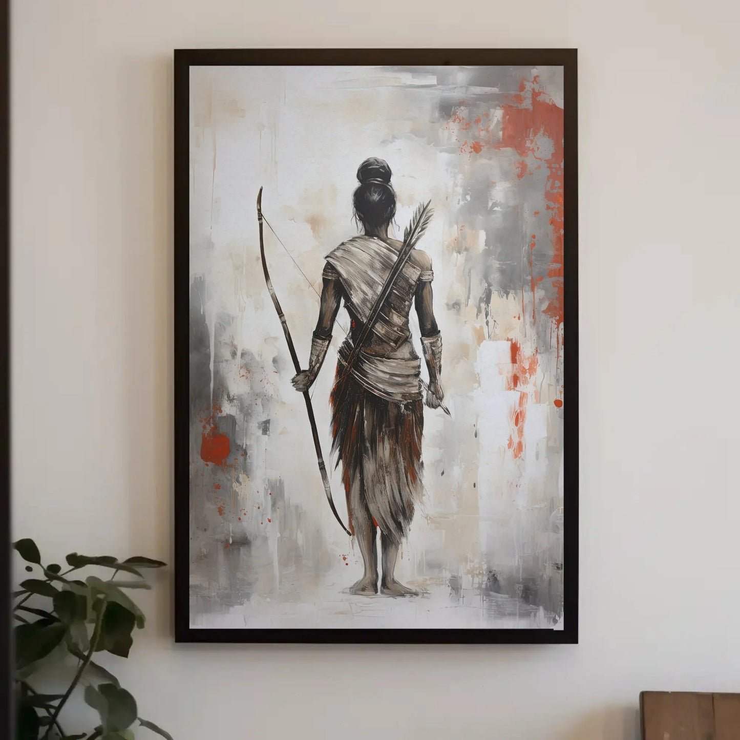 Lord Ram Abstract Canvas Painting, Lord Ram Poster Print, Hindu God Wall Art, Indian Home Decor, Religious Artwork, Indian Painting Wall Art – Canvas Print