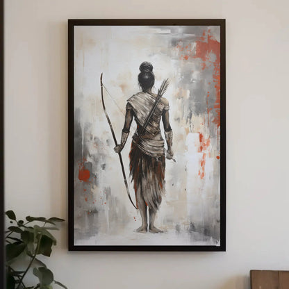 Lord Ram Abstract Canvas Painting, Lord Ram Poster Print, Hindu God Wall Art, Indian Home Decor, Religious Artwork, Indian Painting Wall Art – Canvas Print