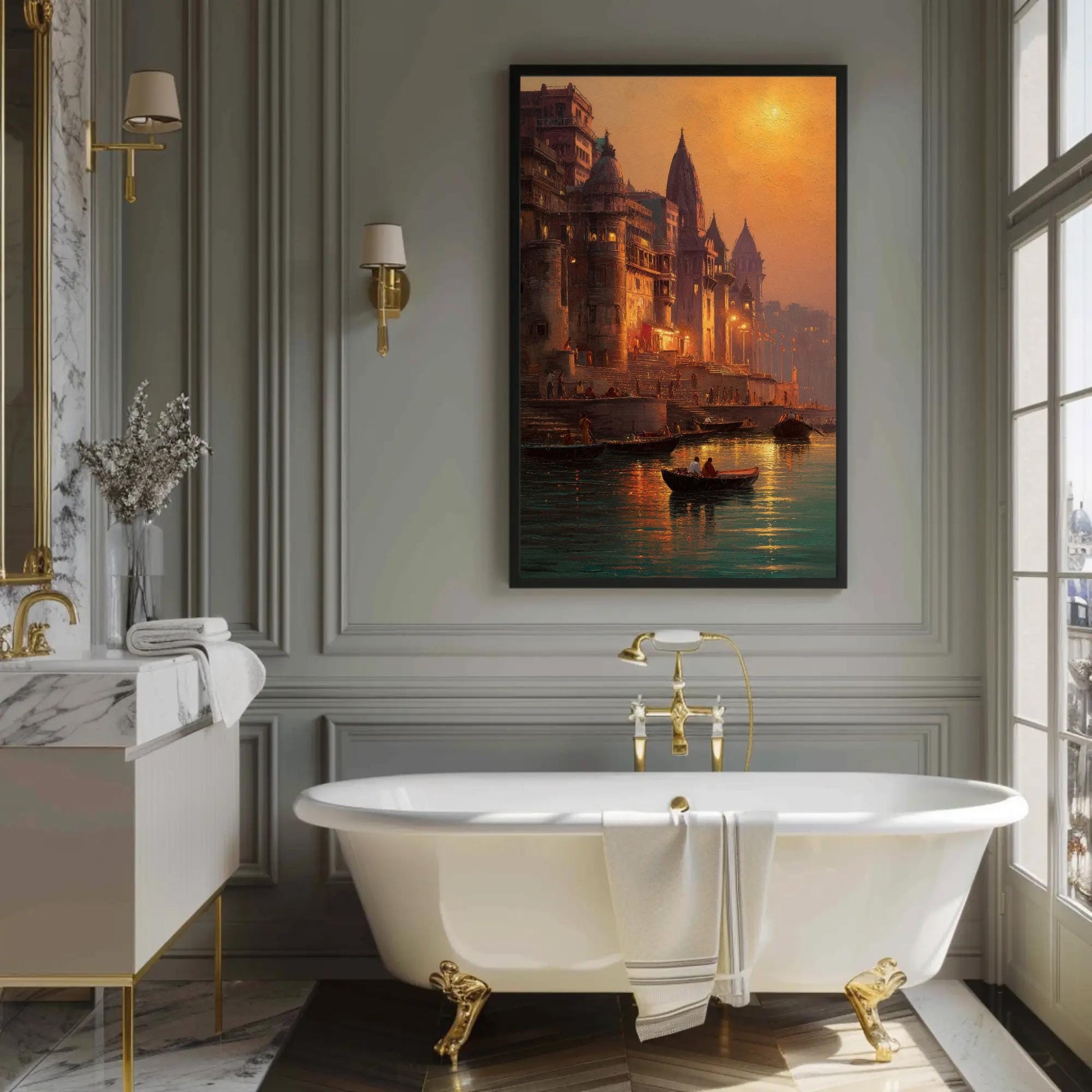 Varanasi Ghat canvas wall art, gallery-wrapped or framed (view 2)