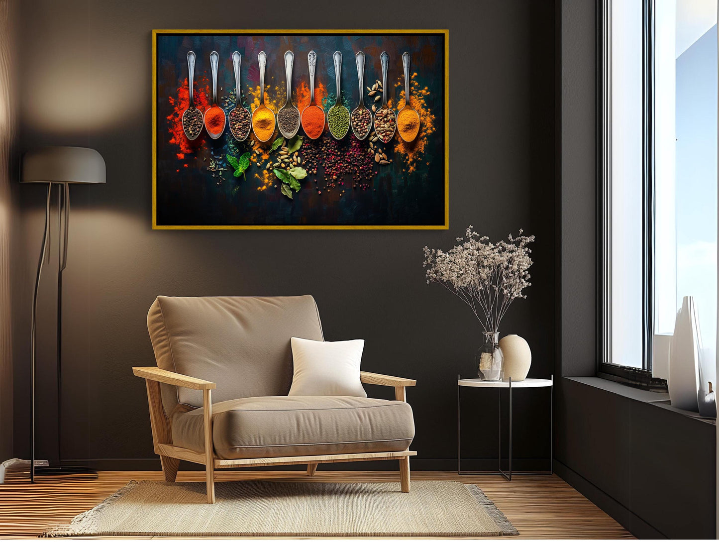 Spices and Spoon canvas wall art shown in a living room (view 2)