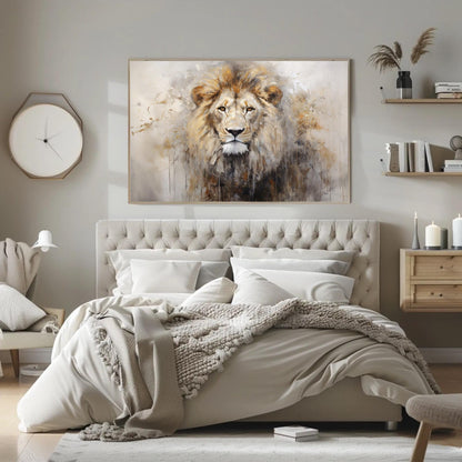 Lion Portrait Canvas Print, Abstract Wildlife King Wall Art