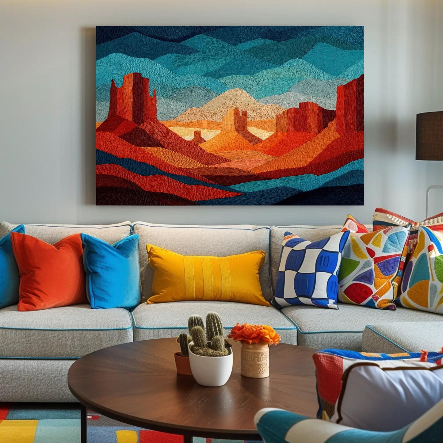 Desert Landscape Canvas | Southwestern Wall Art - Rustic Textured Canvas Print - Antarmada