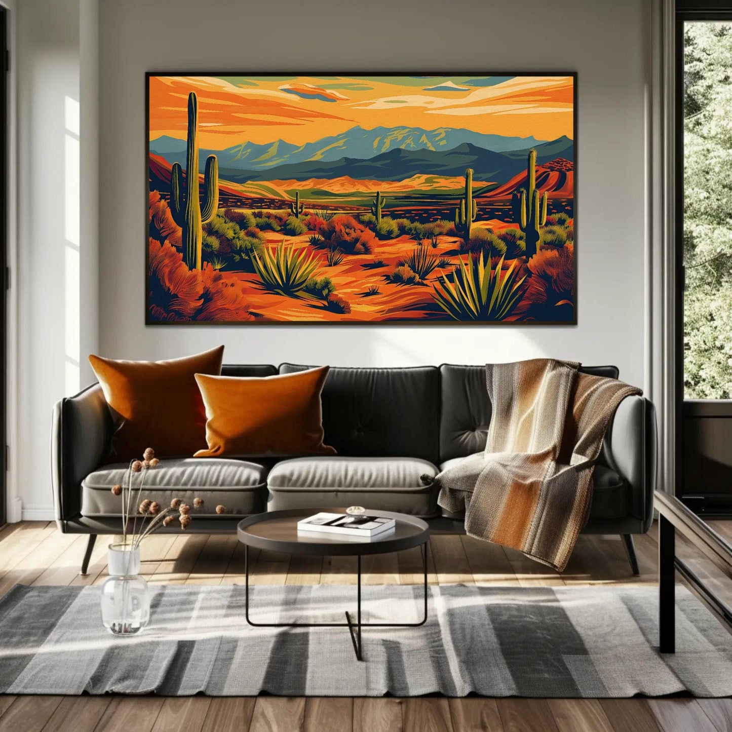 Desert Landscape Canvas Southwestern Wall Art – Vibrant Sunset Print - Antarmada