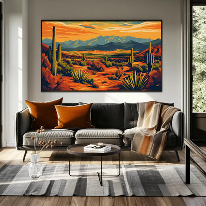 Desert Landscape Canvas Southwestern Wall Art – Vibrant Sunset Print - Antarmada