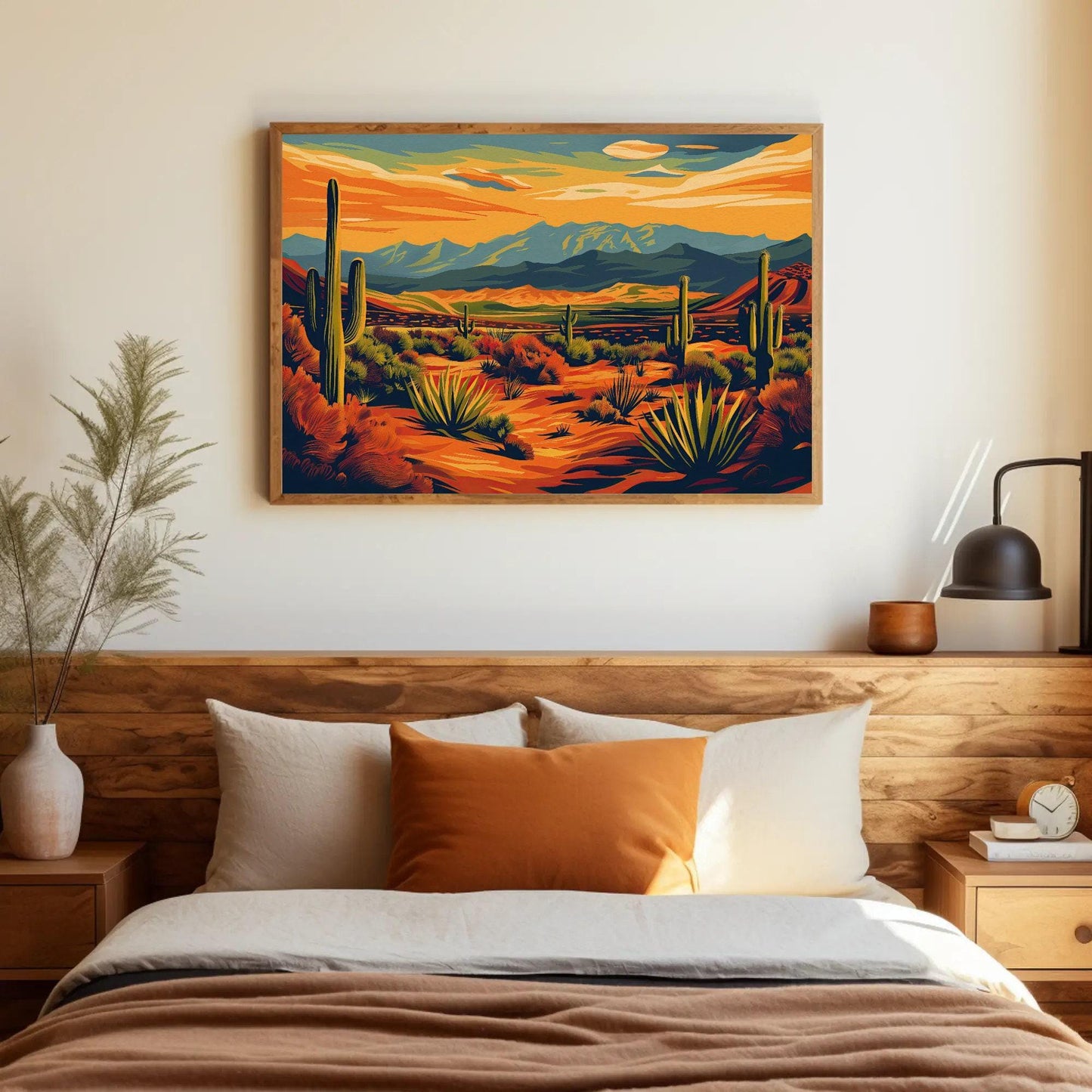 Desert Landscape Canvas Southwestern Wall Art – Vibrant Sunset Print - Antarmada