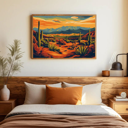 Desert Landscape Canvas Southwestern Wall Art – Vibrant Sunset Print - Antarmada