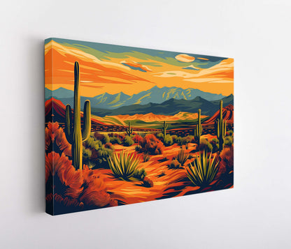 Desert Landscape Canvas Southwestern Wall Art – Vibrant Sunset Print - Antarmada