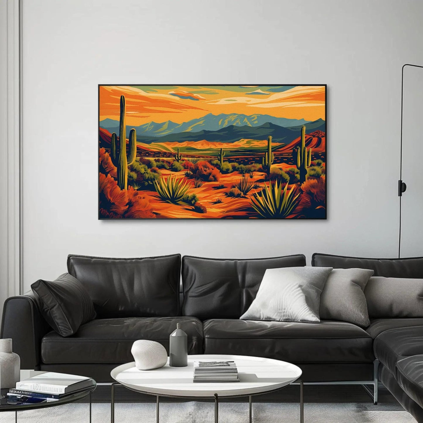 Desert Landscape Canvas Southwestern Wall Art – Vibrant Sunset Print - Antarmada