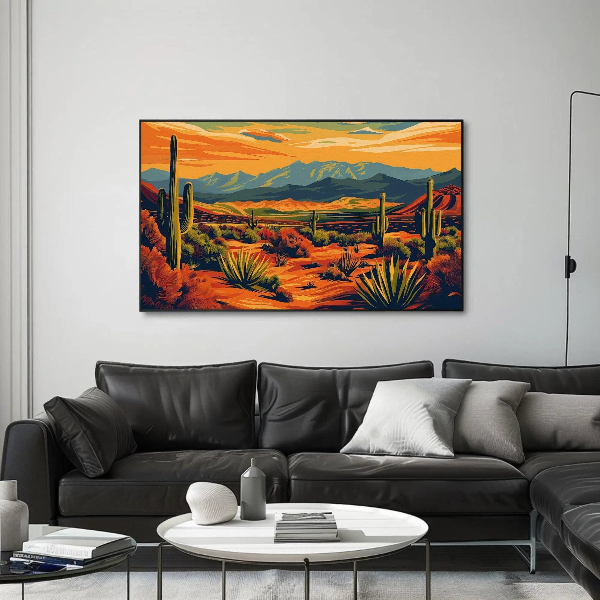 Desert Landscape Canvas Southwestern Wall Art – Vibrant Sunset Print - Antarmada