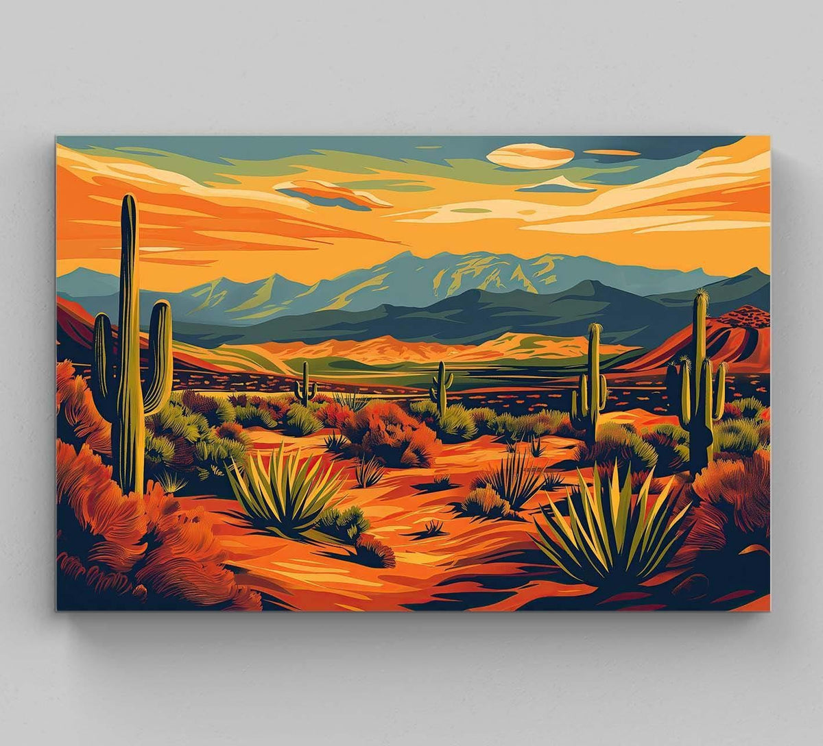 Desert Landscape Canvas Southwestern Wall Art – Vibrant Sunset Print - Antarmada