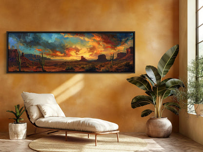 Desert Sunset Canvas Art – Southwest Landscape Painting | Framed or Unframed Print - Antarmada