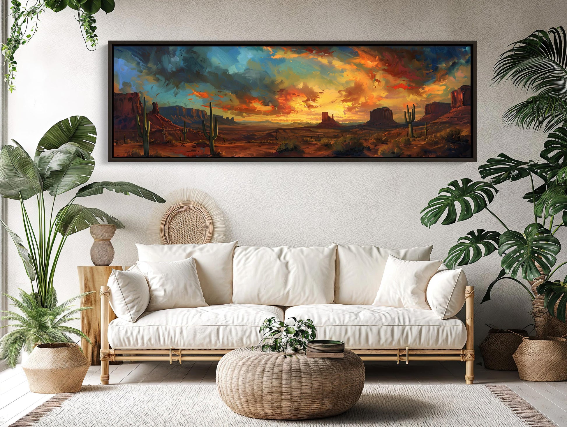 Desert Sunset Canvas Art – Southwest Landscape Painting | Framed or Unframed Print - Antarmada