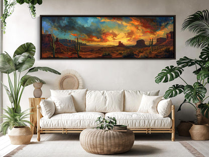 Desert Sunset Canvas Art – Southwest Landscape Painting | Framed or Unframed Print - Antarmada