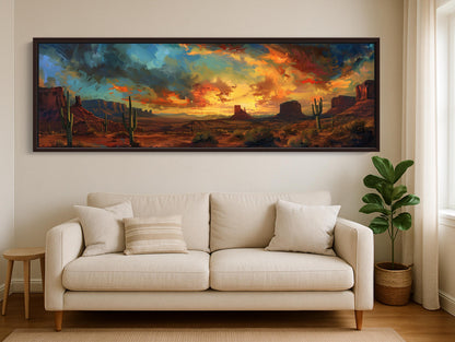 Desert Sunset Canvas Art – Southwest Landscape Painting | Framed or Unframed Print - Antarmada