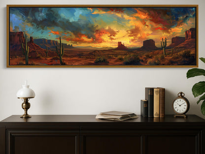 Desert Sunset Canvas Art – Southwest Landscape Painting | Framed or Unframed Print - Antarmada