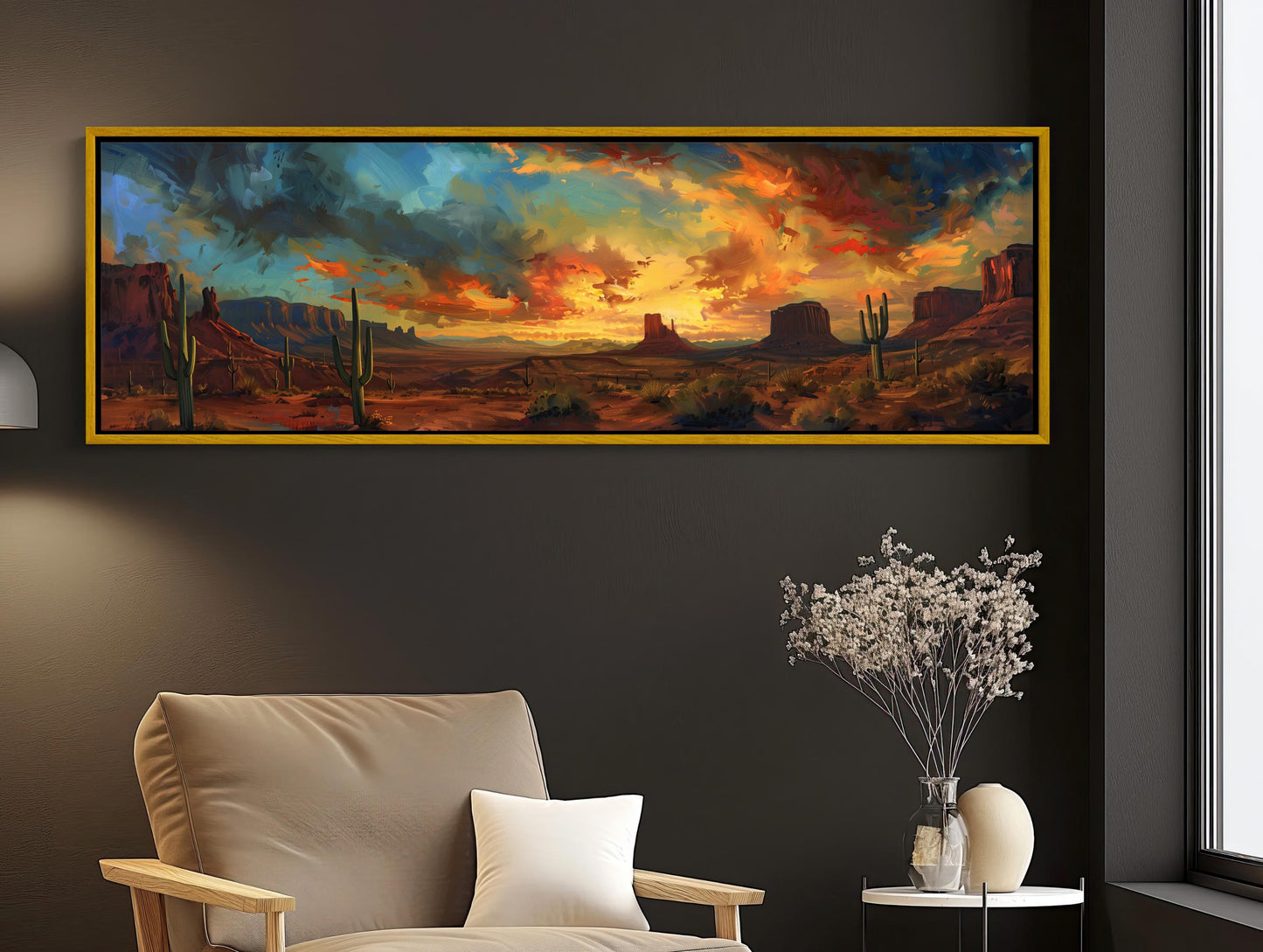 Desert Sunset Canvas Art – Southwest Landscape Painting | Framed or Unframed Print - Antarmada