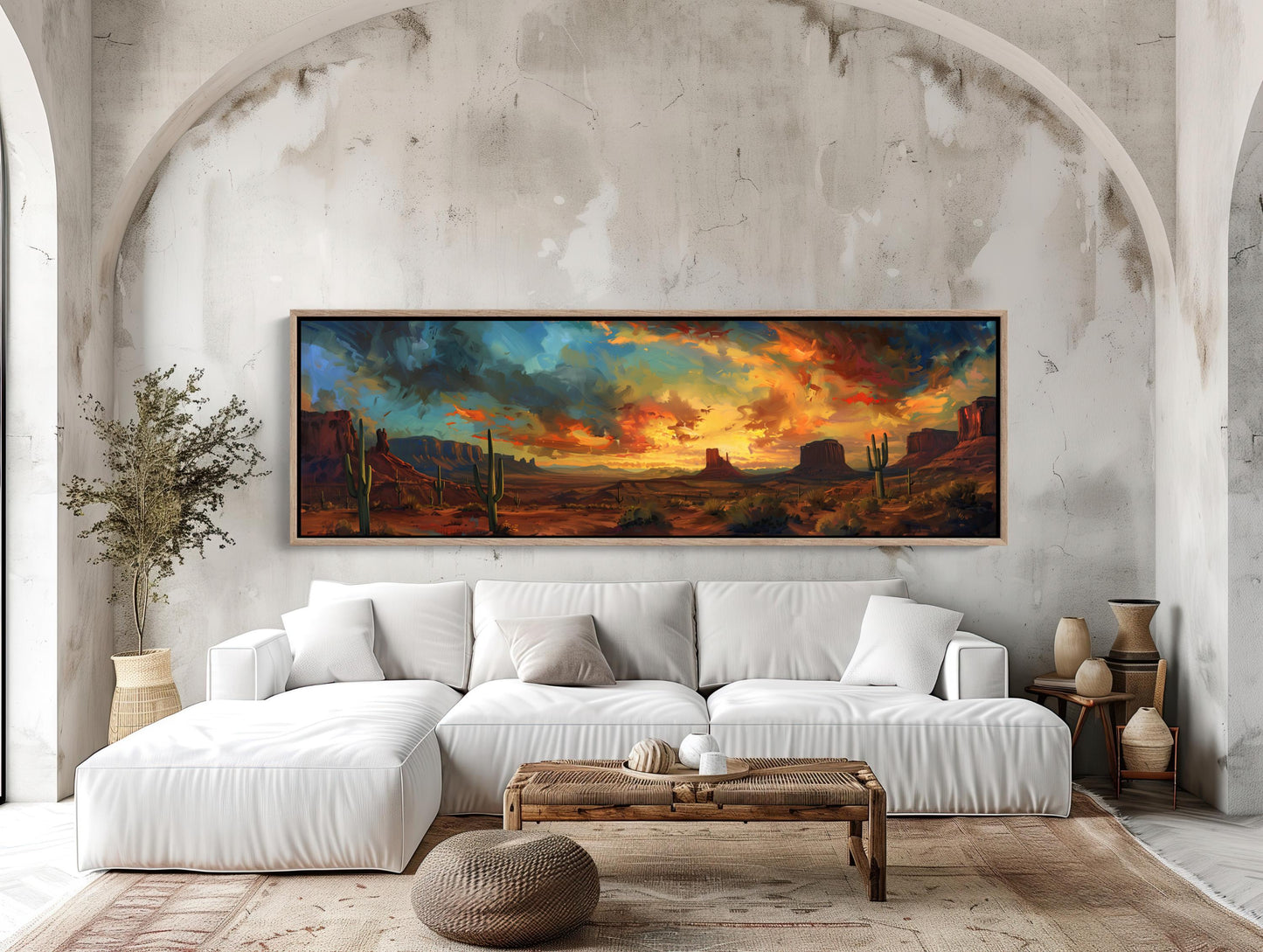 Desert Sunset Canvas Art – Southwest Landscape Painting | Framed or Unframed Print - Antarmada
