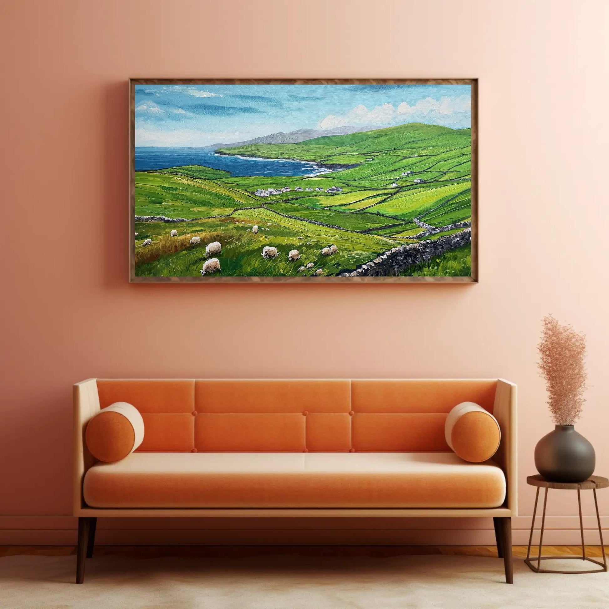 Dingle Peninsula , Irish Countryside canvas wall art shown in a styled room (view 2)