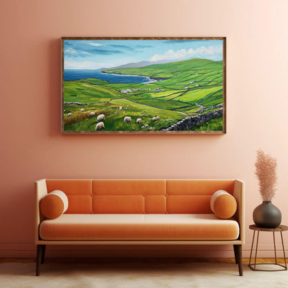 Dingle Peninsula , Irish Countryside canvas wall art shown in a styled room (view 2)