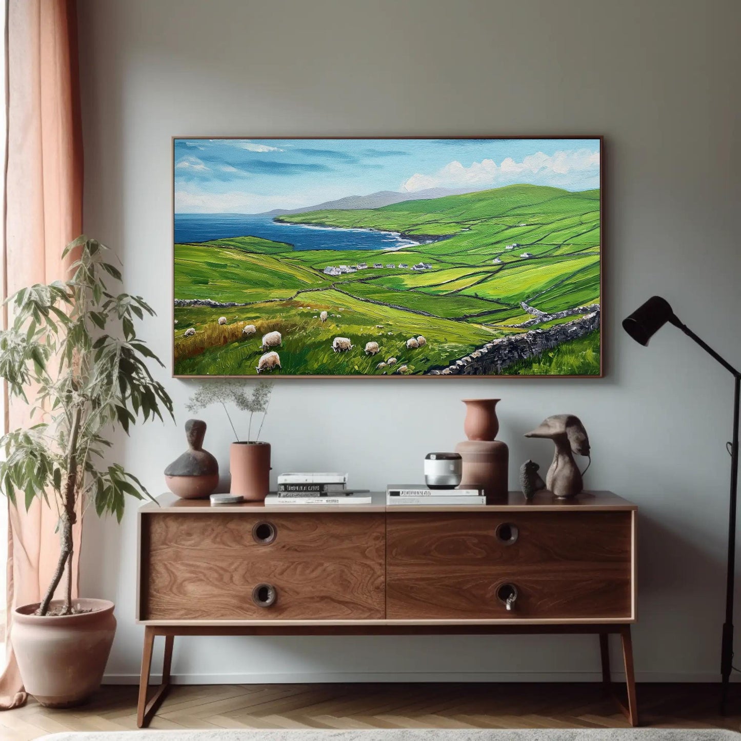 Dingle Peninsula , Irish Countryside canvas wall art shown in a styled room (view 7)