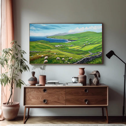Dingle Peninsula , Irish Countryside canvas wall art shown in a styled room (view 7)