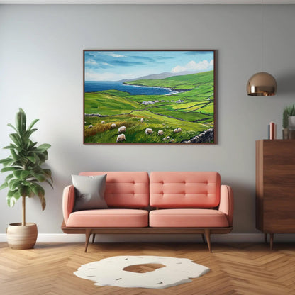 Dingle Peninsula , Irish Countryside canvas wall art shown in a styled room (view 8)