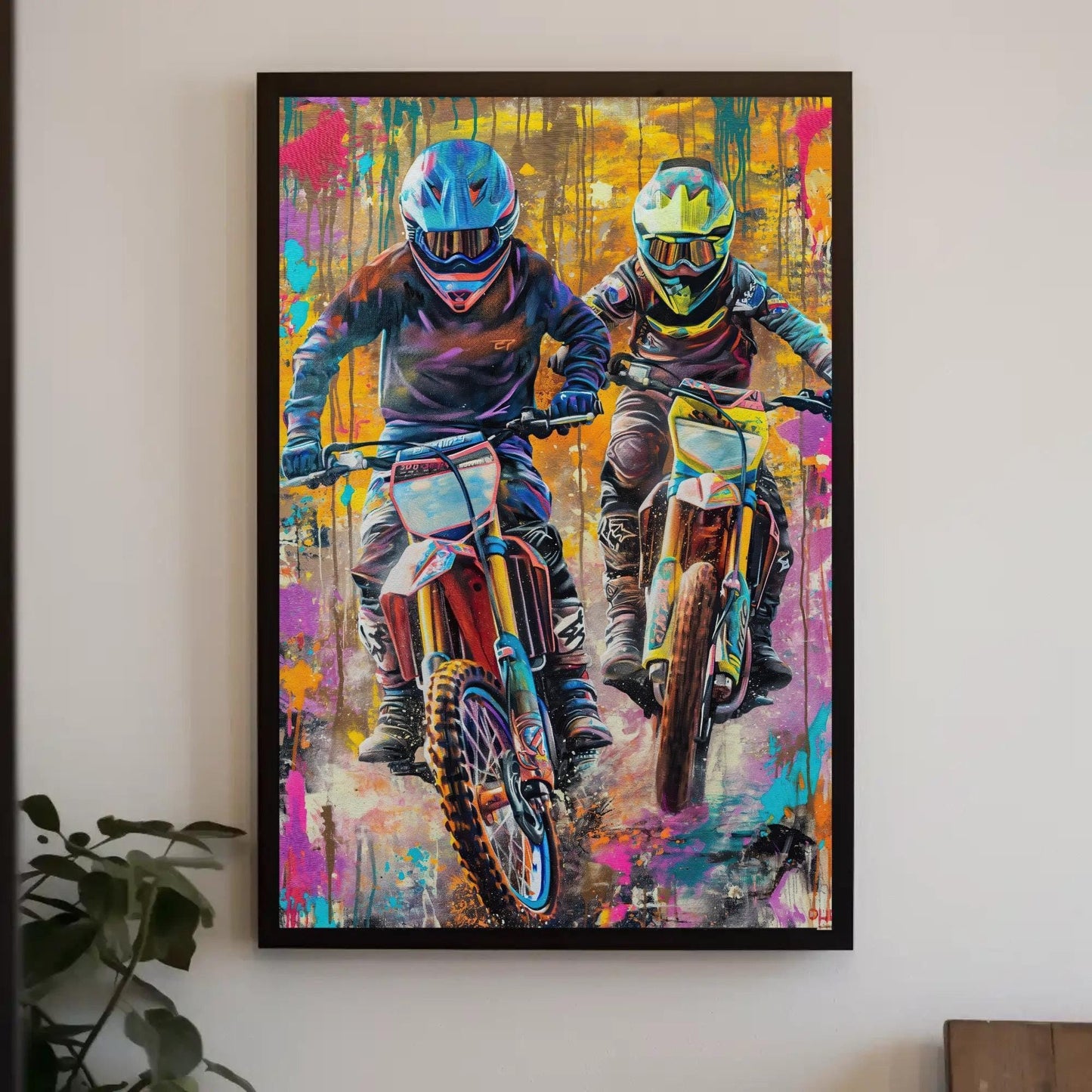 Dirt Bike Graffiti Canvas - Motorcycle Wall Art | High Quality Off Road Print - Antarmada