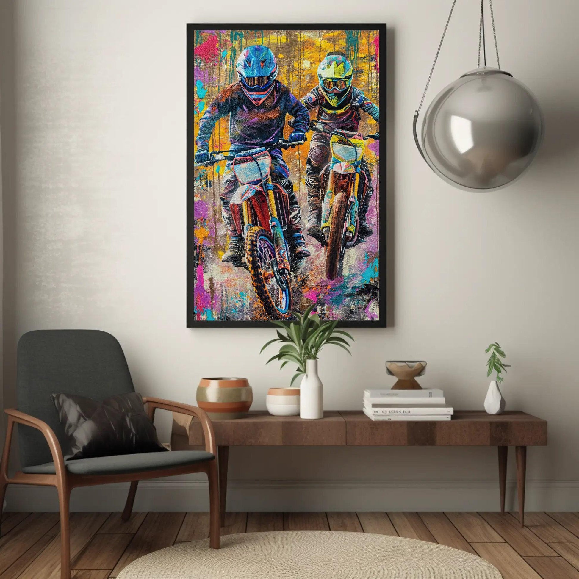 Dirt Bike Graffiti Canvas - Motorcycle Wall Art | High Quality Off Road Print - Antarmada
