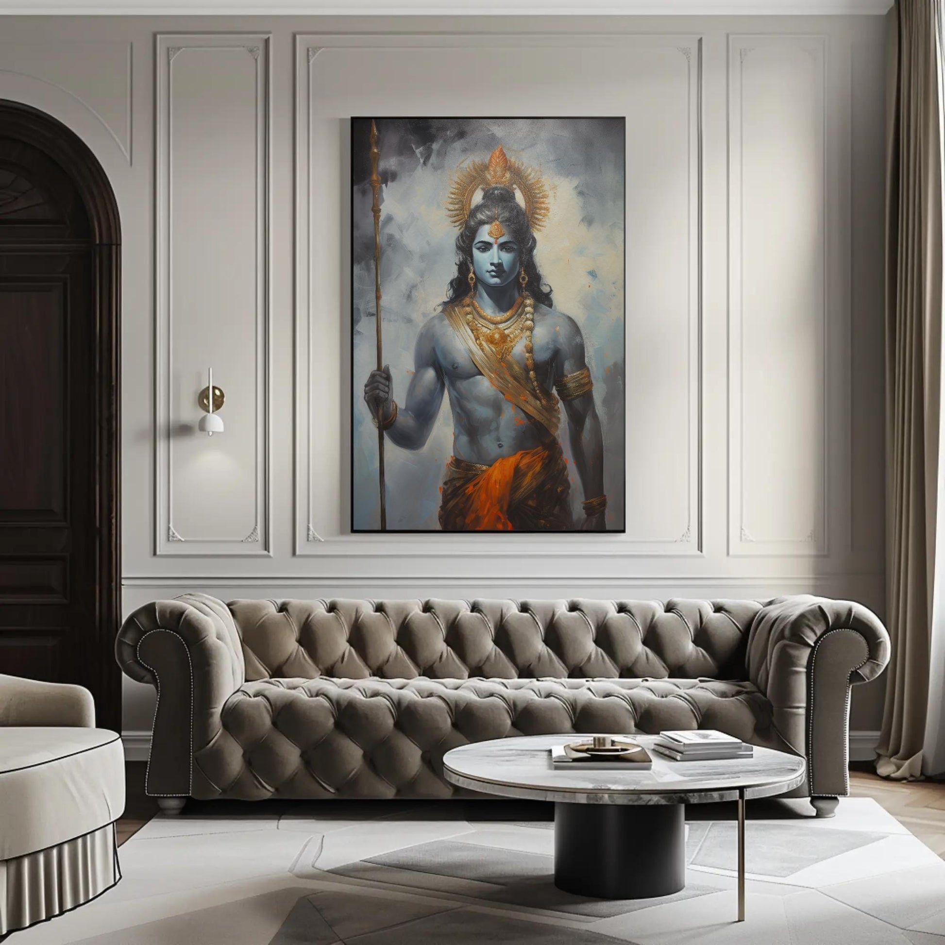 Vintage Lord Rama , Hindu Temple vintage canvas wall art, ready to hang (view 2)