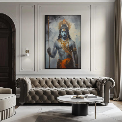 Vintage Lord Rama , Hindu Temple vintage canvas wall art, ready to hang (view 2)