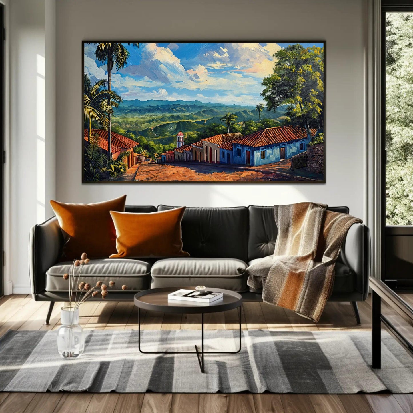 Puerto Rico Mountain , Boricua Landscape canvas wall art in green tones (view 2)