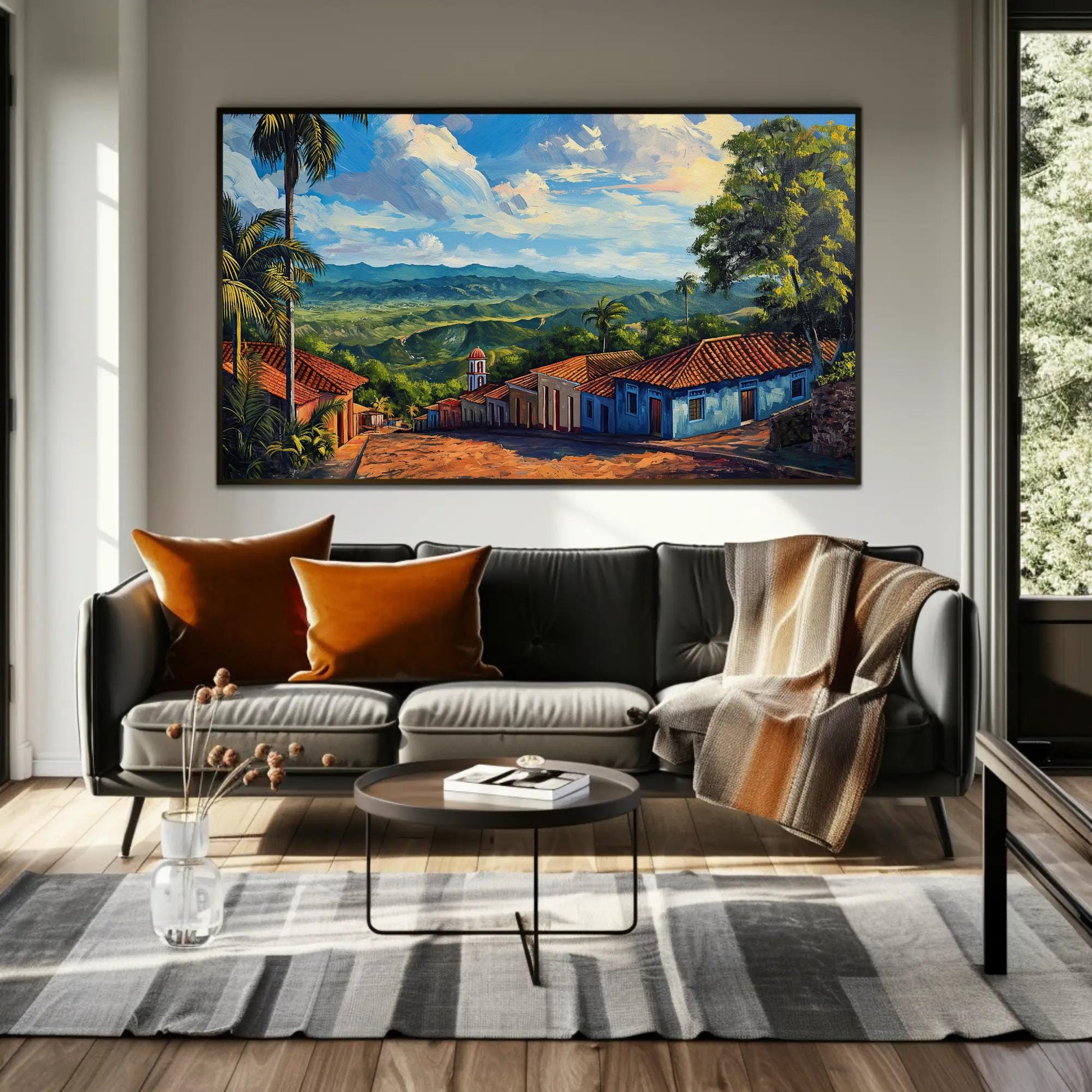 Puerto Rico Mountain , Boricua Landscape canvas wall art in green tones (view 2)