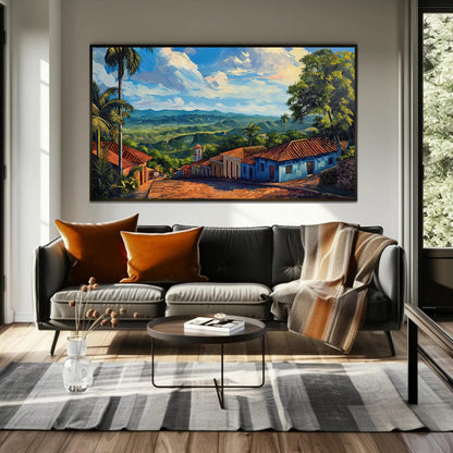 Puerto Rico Mountain , Boricua Landscape canvas wall art in green tones (view 2)