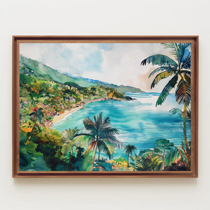 Watercolor canvas wall art shown in a styled room