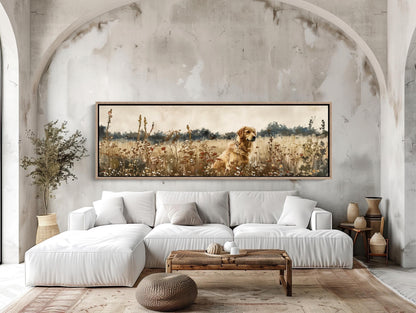 a living room with a couch and a painting on the wall