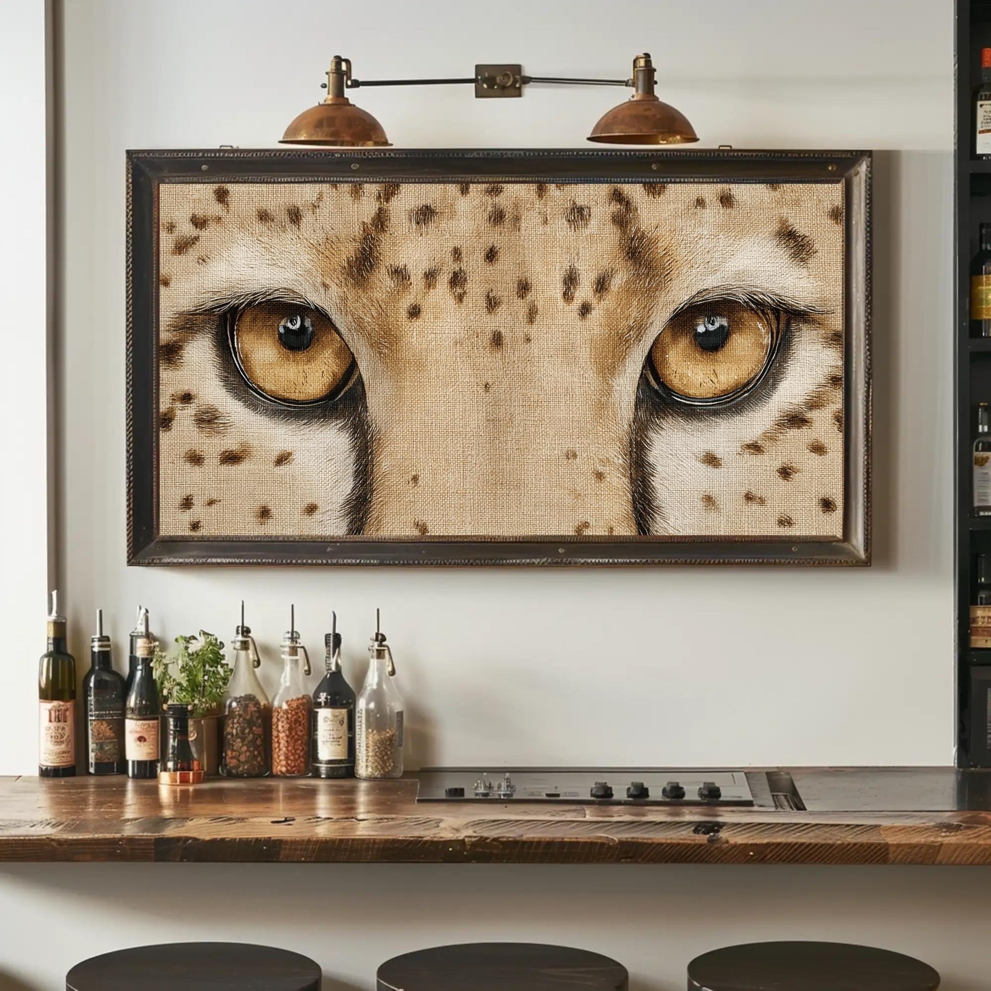 Cheetah Eyes Canvas, Realistic Big Cat Portrait, Museum Grade Wall Art