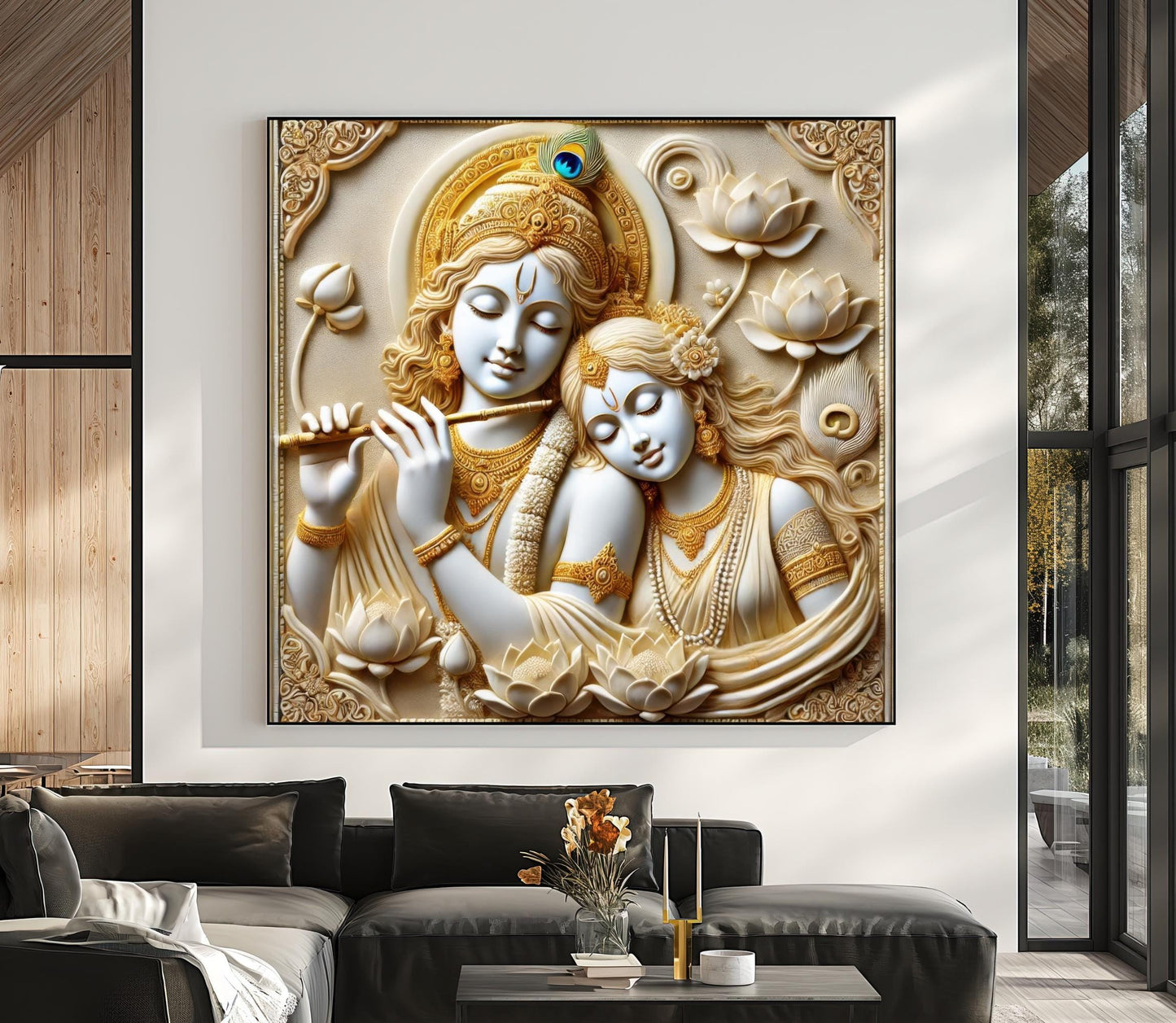 Radha Krishna canvas wall art, ready to hang