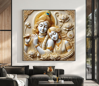 Radha Krishna canvas wall art, ready to hang