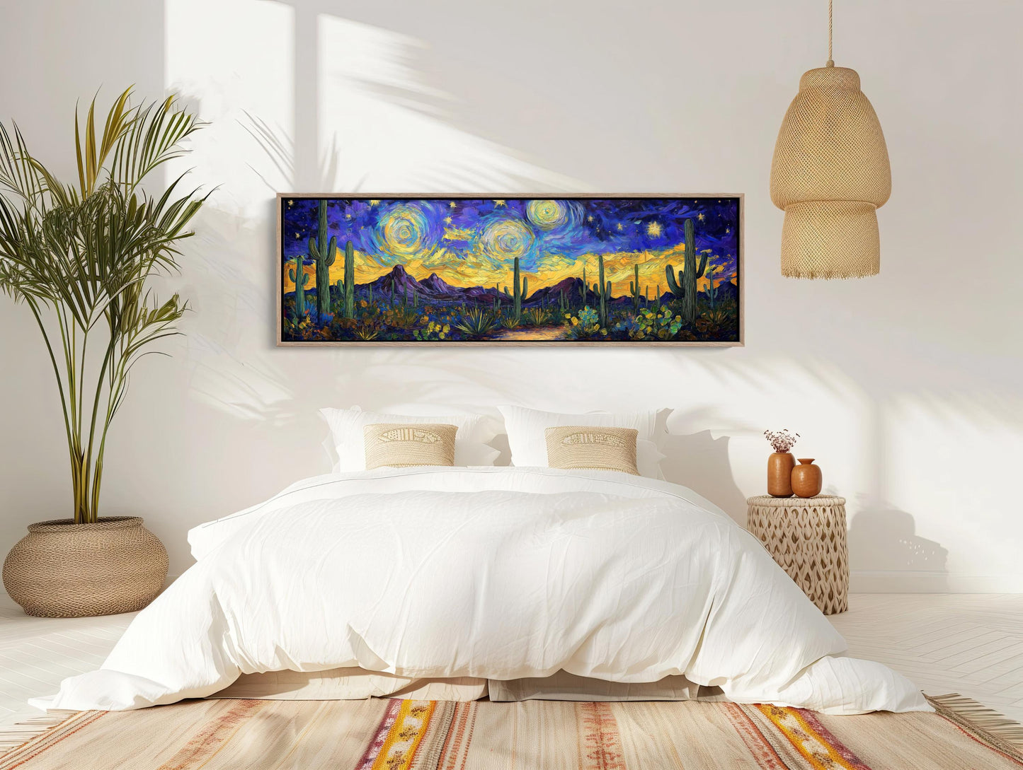 Sonoran Desert canvas wall art shown in a bedroom (view 2)