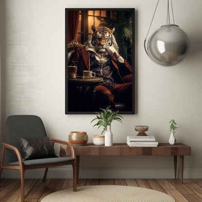 Mafia Boss Tiger canvas wall art shown in a styled room (view 5)