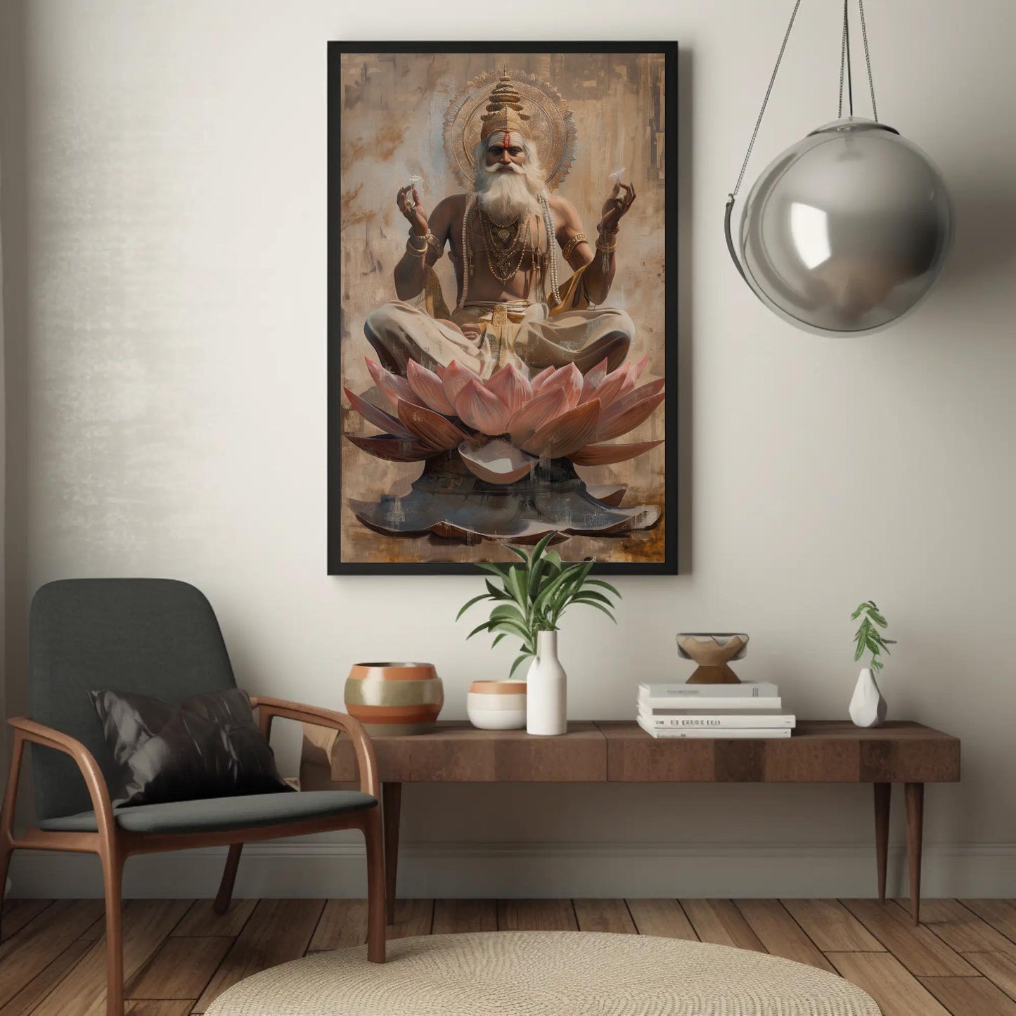 Brahma Lotus canvas wall art in pink tones