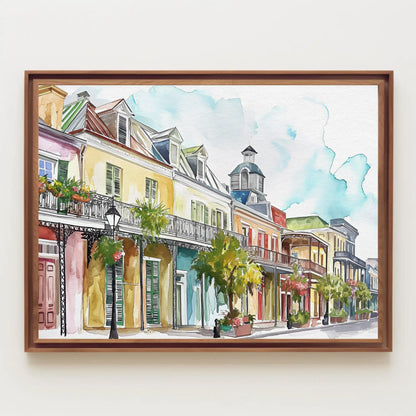 French Quarter , New Orleans Watercolor watercolor canvas wall art, ready to hang