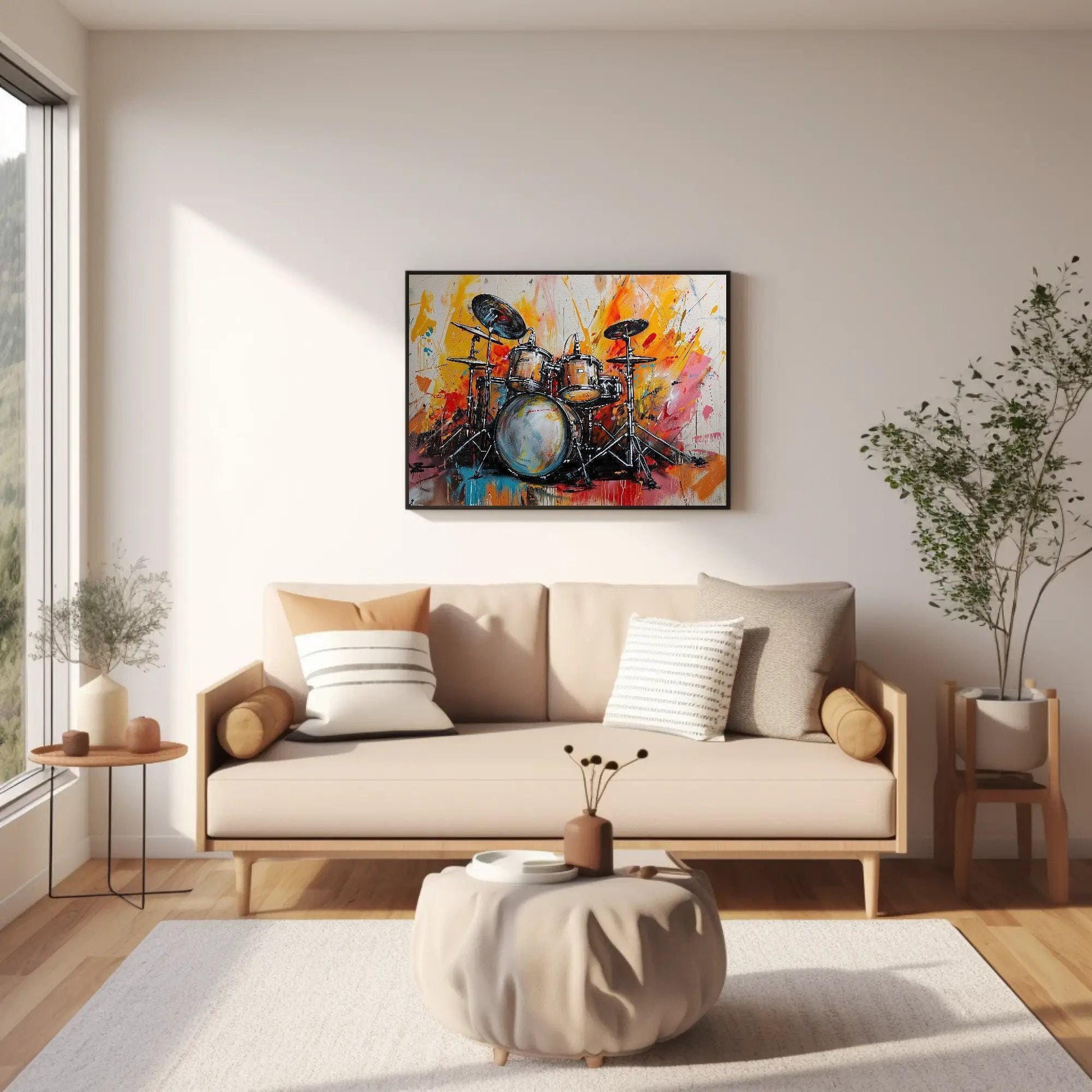 Drum Kit canvas wall art shown in a living room (view 2)