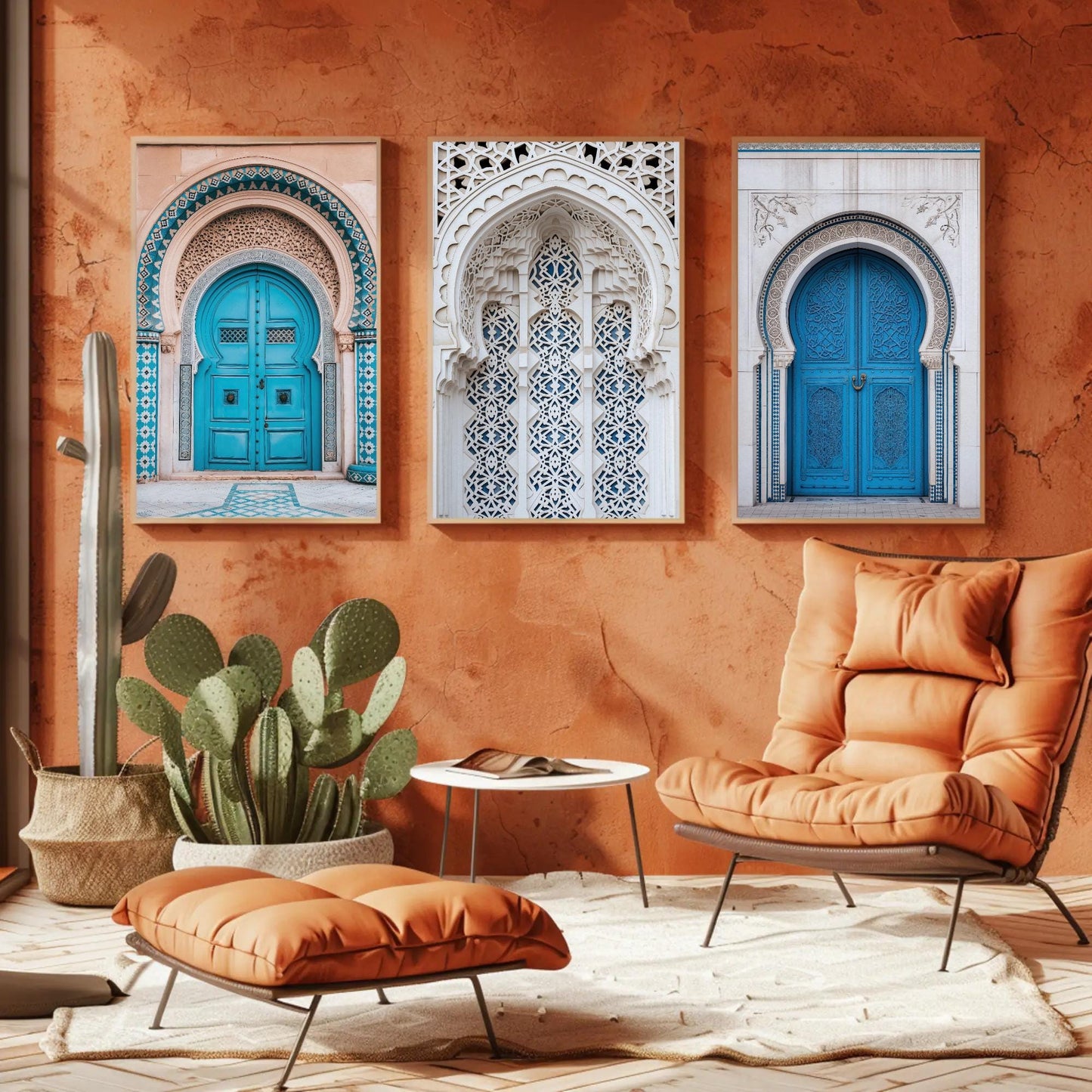 Moroccan Door canvas wall art shown in a living room (view 2)