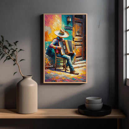 Mariachi Accordion , Mexican Music canvas wall art shown in a styled room (view 4)