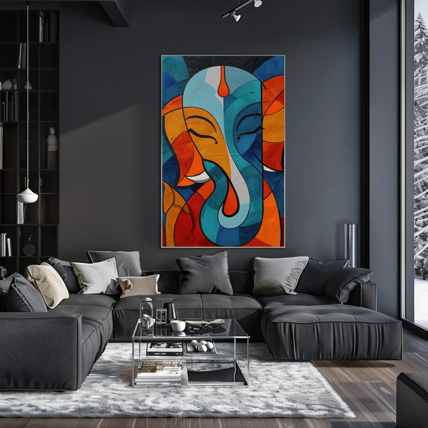 Abstract Ganesha , Modern Hindu canvas print, premium giclée wall art (view 2)