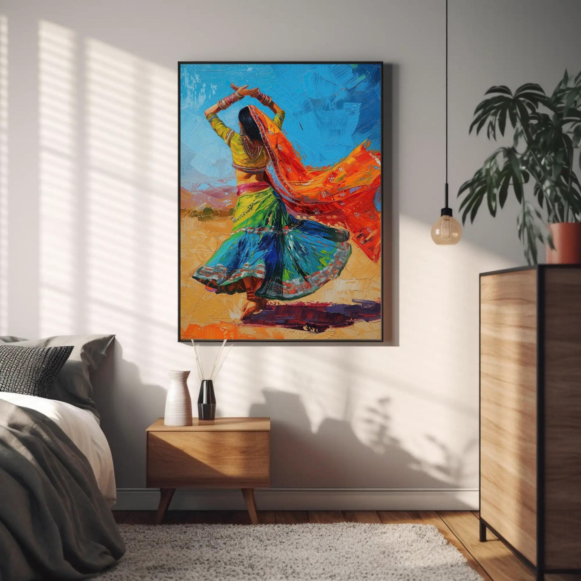 Indian Folk Dance Painting canvas wall art, gallery-wrapped or framed